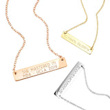 Custom Engraved Bar Necklace for Women, Stainless Steel Pendant