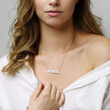 Custom Engraved Bar Necklace for Women, Stainless Steel Pendant