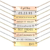 Custom Engraved Bar Necklace for Women, Stainless Steel Pendant