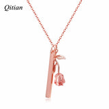 Personalized Bar Rose Necklace Date Numbers Nameplate