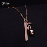 Personalized Bar Rose Necklace Date Numbers Nameplate