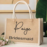 Personalized Bridesmaid Jute Tote Bags - Beach Tote Bags