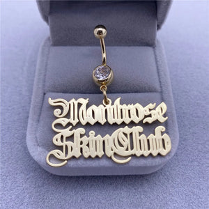 Nameplated Zircon Belly Button Ring Stainless Steel Body Jewelry Women Gift