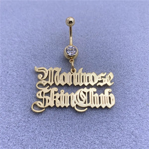 Nameplated Zircon Belly Button Ring Stainless Steel Body Jewelry Women Gift