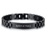 Engraved Name Titanium Steel Bracelet 15MM Men's Watch Chain Bangles