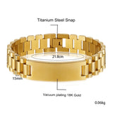 Engraved Name Titanium Steel Bracelet 15MM Men's Watch Chain Bangles