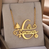 Custom Big Initials Santa Claus Name Necklace Stainless Steel Nameplate Necklace