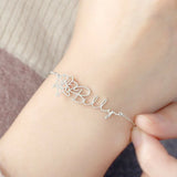 Stainless Steel Birth Flower Name Bracelet Personalized Bangle Gift