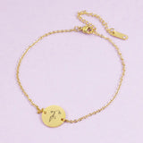 Birth Flower Name Bracelet Stainless Steel Personalized Name Bangle
