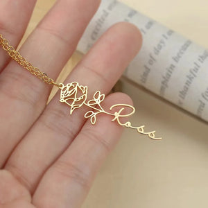 Birth Flower Name Necklace Personalized Name Necklace For Women