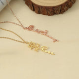Birth Flower Name Necklace Personalized Name Necklace For Women