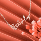 Personalized Birth Flower Name Necklace Stainless Steel Pendant Jewelry