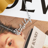 Personalized Birth Flower Name Necklace Stainless Steel Pendant Jewelry