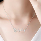 Personalized Birth Flower Name Necklace Stainless Steel Pendant Jewelry