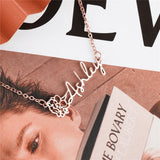 Personalized Birth Flower Name Necklace Stainless Steel Pendant Jewelry