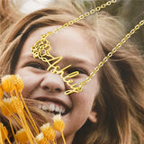 Personalized Birth Flower Name Necklace Stainless Steel Pendant Jewelry