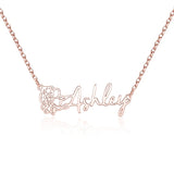 Personalized Birth Flower Name Necklace Stainless Steel Pendant Jewelry