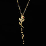 Personalized Birth Flower Name Necklace with Birthstone Pendant