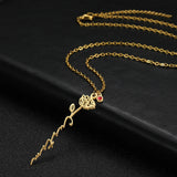 Personalized Birth Flower Name Necklace with Birthstone Pendant