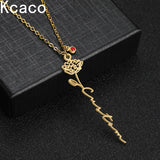 Personalized Birth Flower Name Necklace with Birthstone Pendant