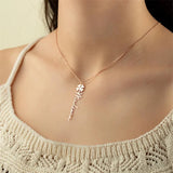 Custom Birth Flower Necklace Stainless Steel Women Gift Floral Nameplate