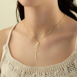 Custom Birth Flower Necklace Stainless Steel Women Gift Floral Nameplate