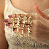 Custom Birth Flower Necklace Stainless Steel Women Gift Floral Nameplate