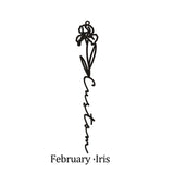 Custom Birth Flower Necklace Stainless Steel Women Gift Floral Nameplate