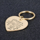 Personalised Heart Engraved Name Keychain for Child - Stainless Steel