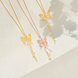 Butterfly Name Necklace Stainless Steel Personalized Choker Women Birthday