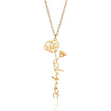 Birth Month Flower Name Necklace Personalized Choker
