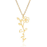 Birth Month Flower Name Necklace Personalized Choker
