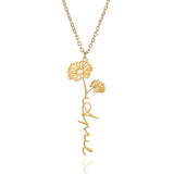 Birth Month Flower Name Necklace Personalized Choker