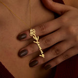Rose Birth Month Flower Necklace Personalized Jewelry