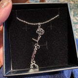 Personalized Birth Flower Name Necklace Stainless Steel Choker
