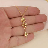 Personalized Birth Month Flower Name Necklace