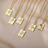 Birth Month Flower Name Necklaces For Women Stainless Steel Necklace Pendant
