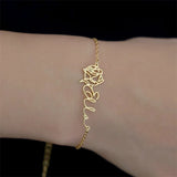 Birth Month Flowers Name Bracelet - Personalized Stainless Steel - Adjustable