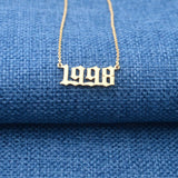 Custom Old English Number Necklace-Silver Plated Stainless Steel