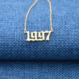 Custom Old English Number Necklace-Silver Plated Stainless Steel