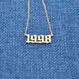 Custom Old English Number Necklace-Silver Plated Stainless Steel