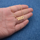Custom Old English Number Necklace-Silver Plated Stainless Steel