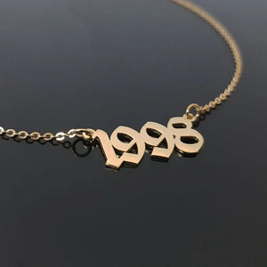 Old English Number Necklace Wedding Anniversary Date Chain Pendant