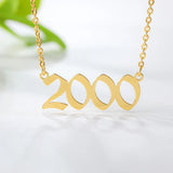 Old English Number Necklace Wedding Anniversary Date Chain Pendant