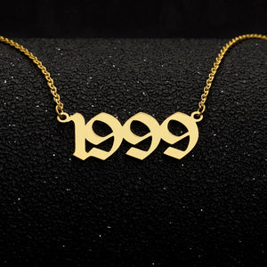 Old English Number Necklace Wedding Anniversary Date Chain Pendant