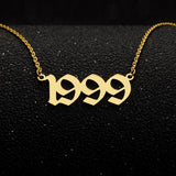 Old English Number Necklace Wedding Anniversary Date Chain Pendant
