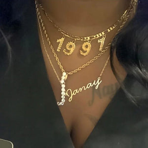 Birth Year Necklace Stainless Steel Choker Mom Birthday Jewelry