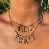 Birth Year Necklace Stainless Steel Choker Mom Birthday Jewelry