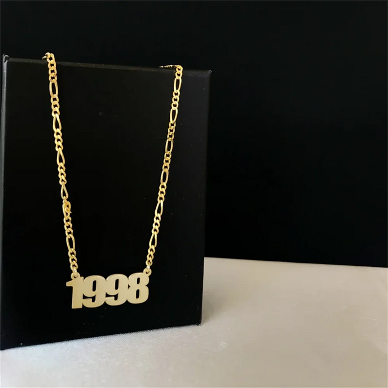 Birth Year Necklaces - Personalized Number Pendant Stainless Steel