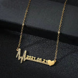 Birth Year Heartbeat Necklace Stainless Steel